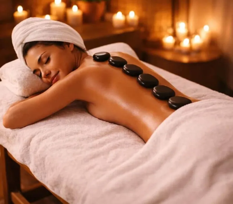 Hot Stone Massage in Huddersfield — carefully heated smooth stones for a warm, comforting massage.